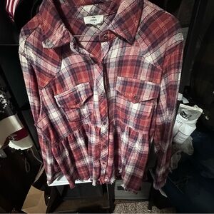 Entro Red Plaid Button Down Shirt